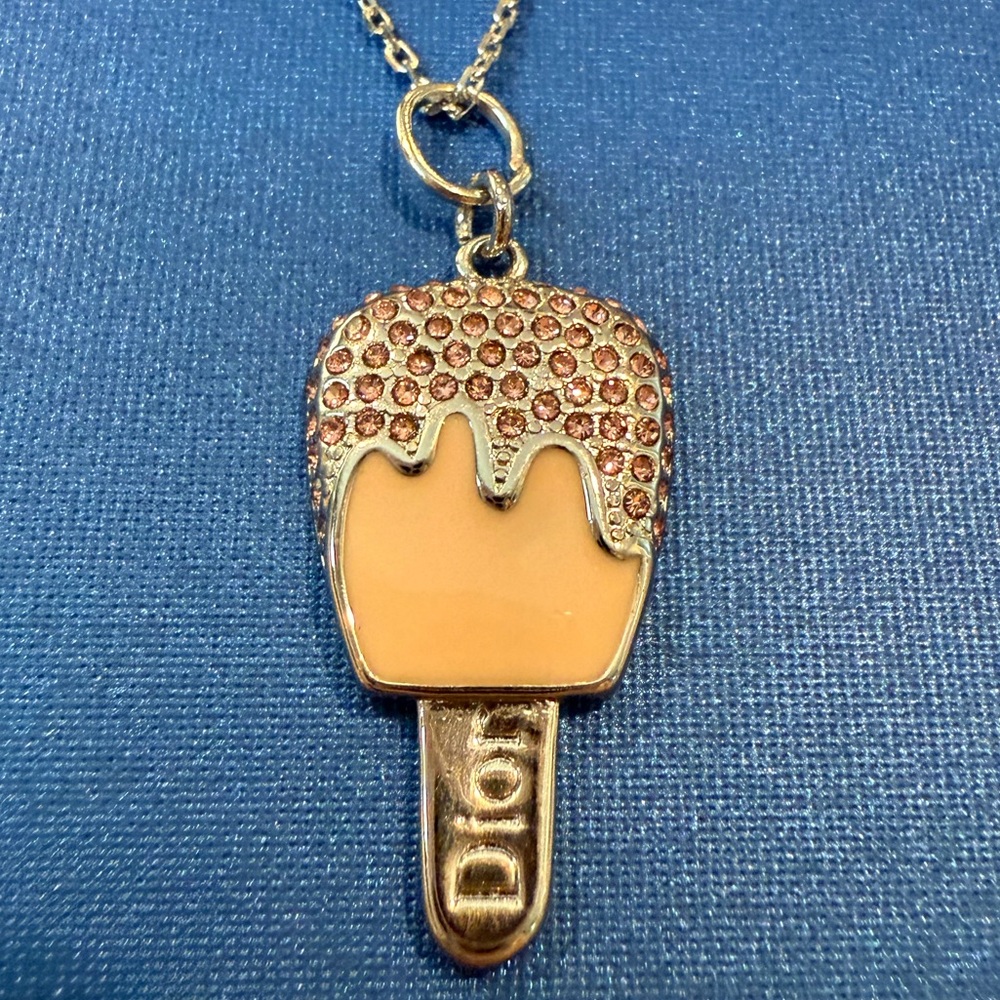Silver and Pink Popsicle Pendant Necklace